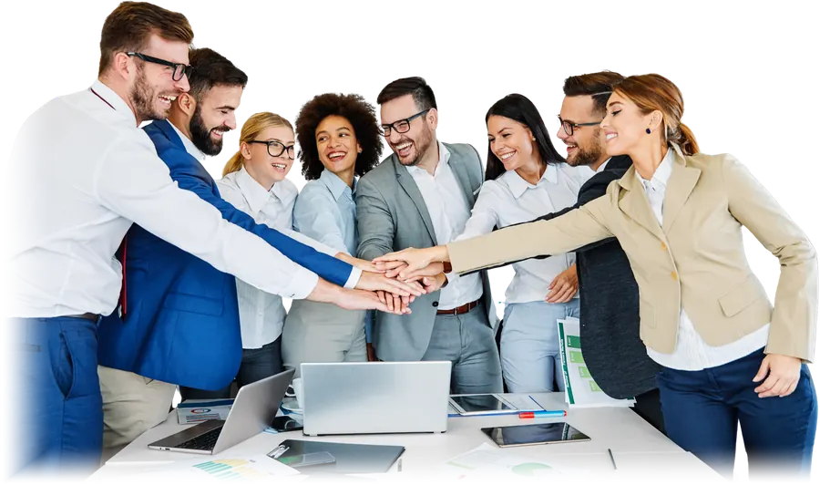 Small business team celebrating a win